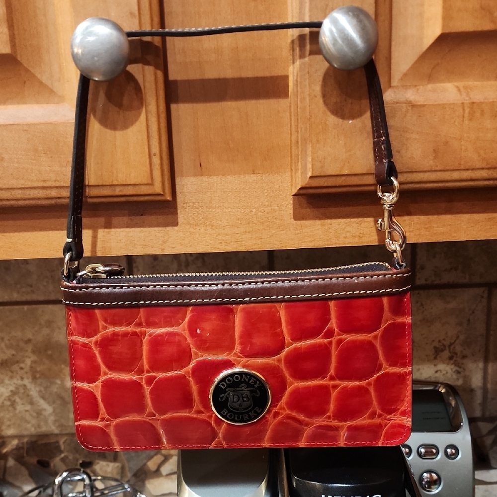 Dooney & Bourke Red Croc-Embossed Wristlet Price Is Firm.